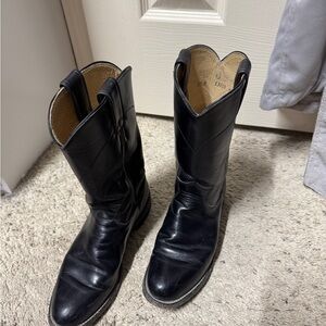Black Leather Cowboy Boots